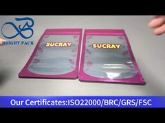 розовый алюминиевый пакет с зип-локом и прозрачным окном