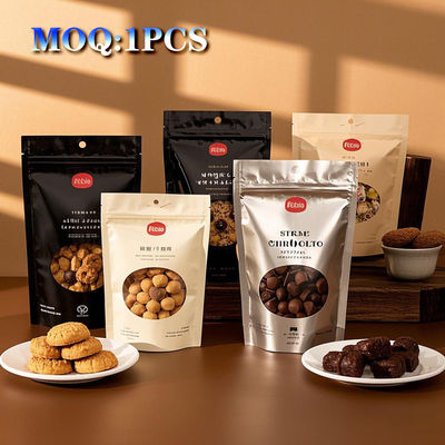 На заказ ламинированный пластиковый пакет из алюминиевой фольги Zipper Top Food Packaging Flat Stand Up Pouch с частичным окном