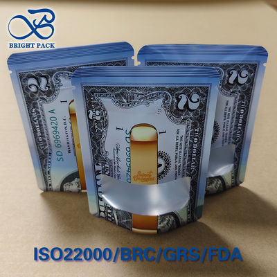 Пользовательские пакеты с детской защитой с трехсторонним уплотнением и рисунком доллара США - сертифицированы по стандарту ASTM