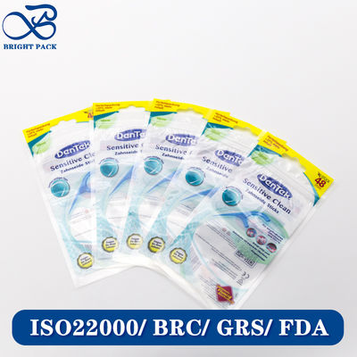 Ламмированный материал на заказ дизайн пластиковых упаковочных пакетов с печатью логотипа для упаковки зубной нитки оптом.