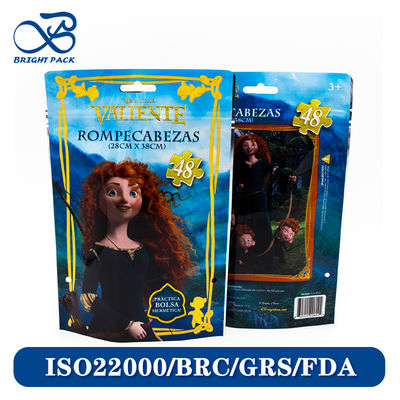 Индивидуальные пакеты-стойки с рисунком мультфильма на молнии для упаковки игрушек с биоразлагаемым майларом и нетоксичными материалами.