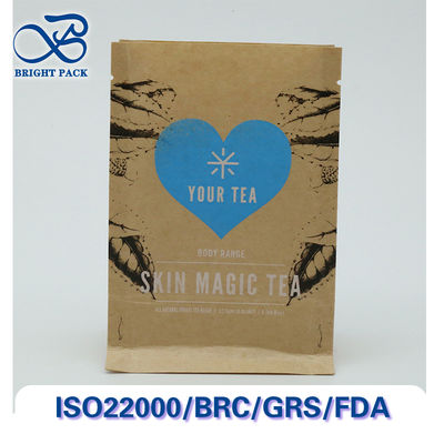 Перерабатываемые и компостируемые восьмисторонние герметичные пакеты из бумаги для упаковки чая с настраиваемой печатью и размерами.