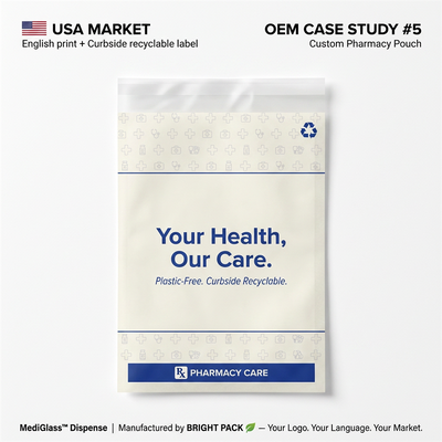 FDA Compliance Стерильная восковая покрытая бумажная сумка Luxury Pharma Экологически чистые медицинские упаковки без пластика