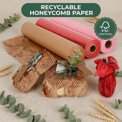 50 см и 30 см Экологически чистый перерабатываемый Kraft Honeycomb Paper Roll Wrapping Paper Cushioning Wrap для доставки