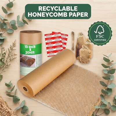 Рециклированная Kraft Cushioning Paper Roll Kraft Paper Honeycomb Wrap Защитная упаковочная бумага